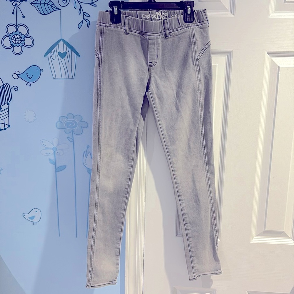 Gap Kids Legging Jeans Gray Elastic Waist Stretchy Girls Cute Pants Size 12 Slim